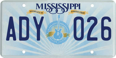 MS license plate ADY026