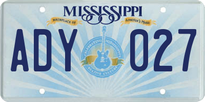 MS license plate ADY027