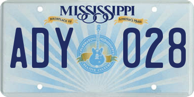 MS license plate ADY028