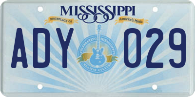MS license plate ADY029