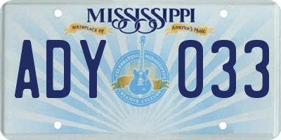 MS license plate ADY033