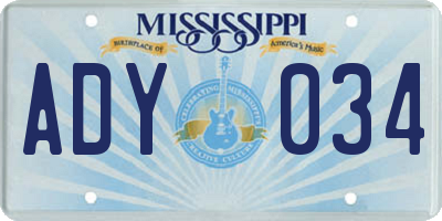 MS license plate ADY034
