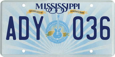 MS license plate ADY036