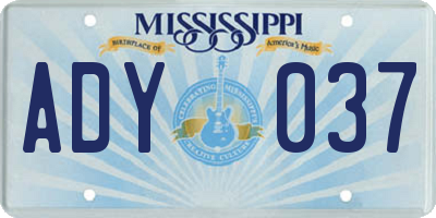 MS license plate ADY037