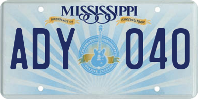 MS license plate ADY040