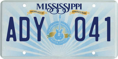 MS license plate ADY041