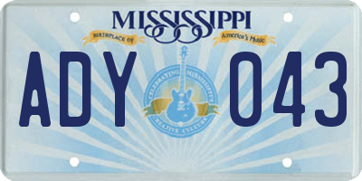 MS license plate ADY043