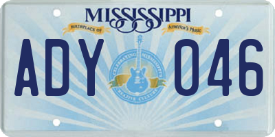 MS license plate ADY046