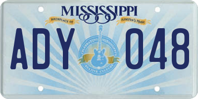 MS license plate ADY048