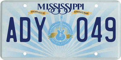 MS license plate ADY049