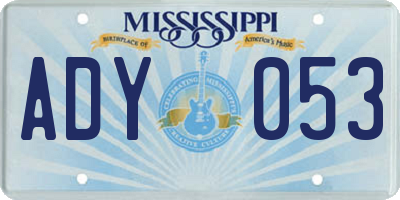MS license plate ADY053