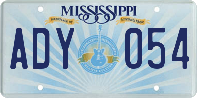 MS license plate ADY054
