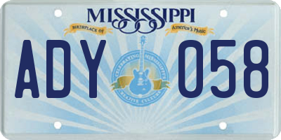 MS license plate ADY058