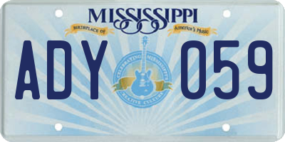 MS license plate ADY059
