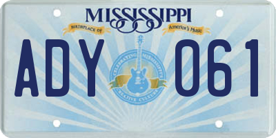 MS license plate ADY061