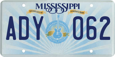 MS license plate ADY062