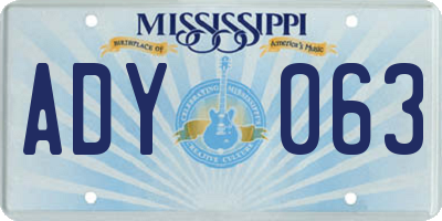 MS license plate ADY063