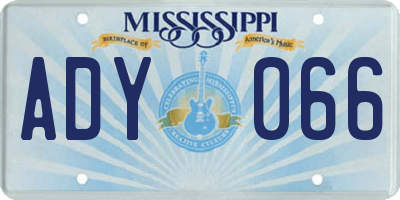 MS license plate ADY066