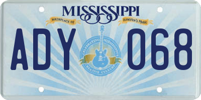 MS license plate ADY068