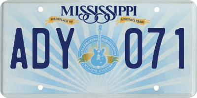 MS license plate ADY071