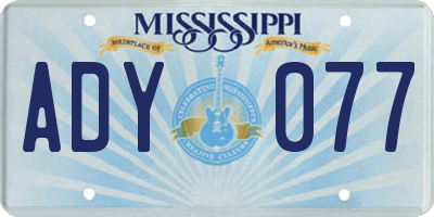 MS license plate ADY077