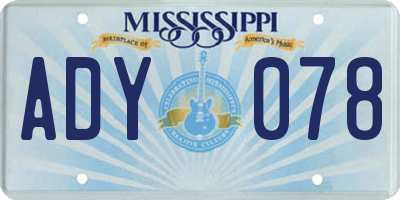 MS license plate ADY078