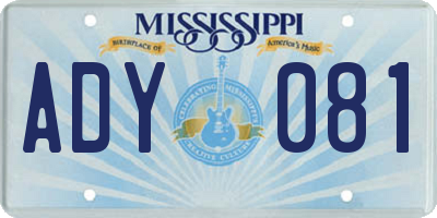 MS license plate ADY081