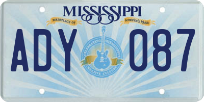 MS license plate ADY087