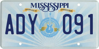 MS license plate ADY091