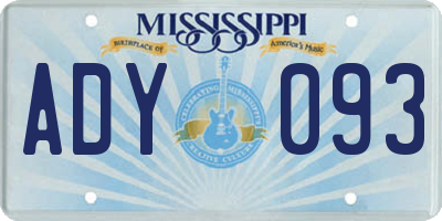 MS license plate ADY093