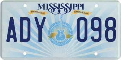 MS license plate ADY098