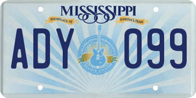 MS license plate ADY099