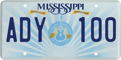 MS license plate ADY100