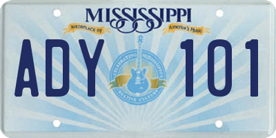 MS license plate ADY101