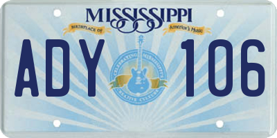 MS license plate ADY106