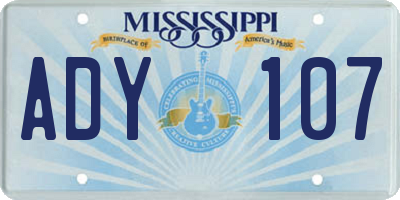 MS license plate ADY107