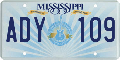 MS license plate ADY109