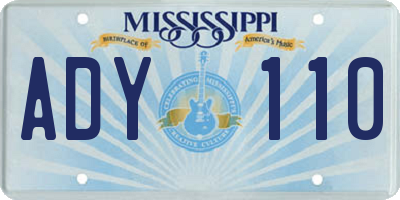MS license plate ADY110
