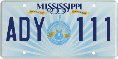 MS license plate ADY111