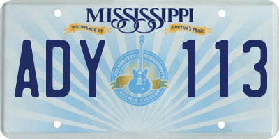 MS license plate ADY113