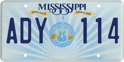 MS license plate ADY114