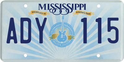 MS license plate ADY115