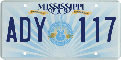 MS license plate ADY117