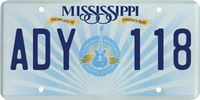 MS license plate ADY118
