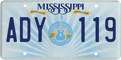 MS license plate ADY119