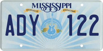 MS license plate ADY122