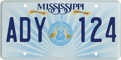 MS license plate ADY124