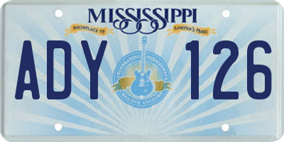 MS license plate ADY126