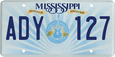 MS license plate ADY127