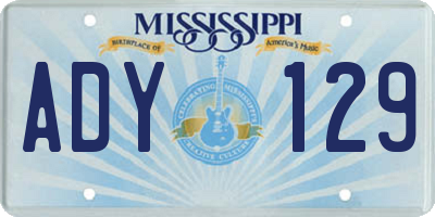 MS license plate ADY129